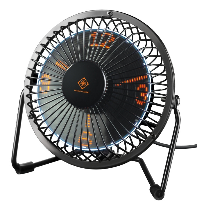 DELTACO GAMING USB desktop fan with clock, black i gruppen HJEM, HUS OG HAGE / Vifter og klimaprodukter / Vifter hos TP E-commerce Nordic AB (C13801)