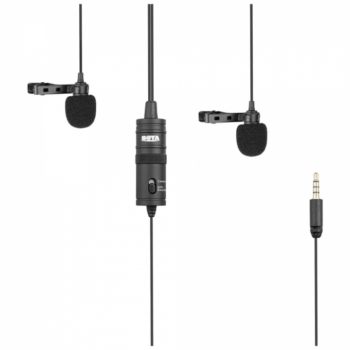 BOYA Dual Omni-directional Lavalier Mic i gruppen Elektronikk / Lyd & Bilde / Håndholdte mikrofoner hos TP E-commerce Nordic AB (C13917)