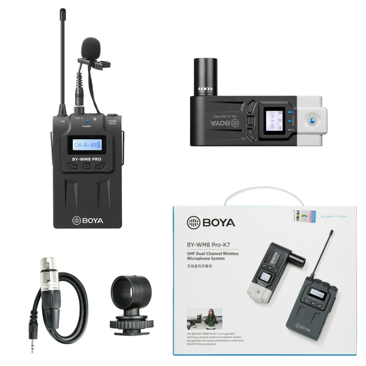 Boya Wireless Mic, UHF Dual-Channel Wireless Microphone System i gruppen Elektronikk / Lyd & Bilde / Håndholdte mikrofoner hos TP E-commerce Nordic AB (C13974)