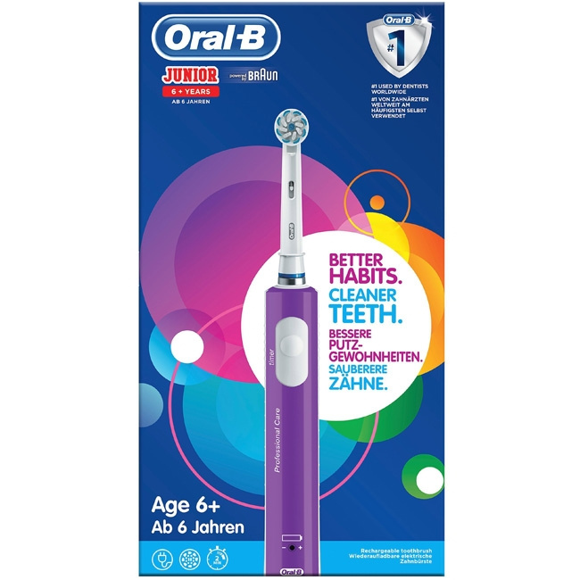 Oral B Elektrisk tannbørste Junior Lilla SUT i gruppen HELSE OG SKJØNNHET / Munnpleie / Elektriske tannbørster hos TP E-commerce Nordic AB (C14107)