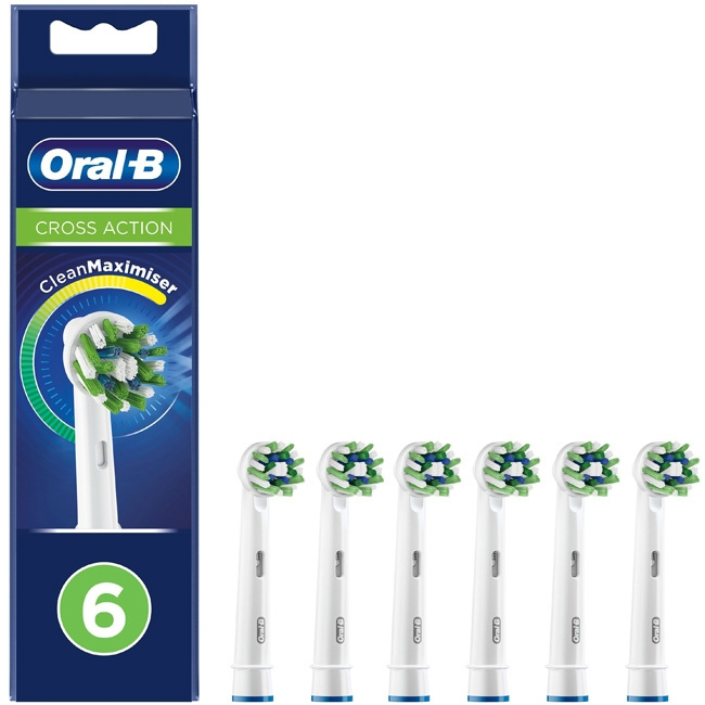 Oral B Borsthuvud CrossAction 6st i gruppen HELSE OG SKJØNNHET / Munnpleie / Elektriske tannbørster tilbehør hos TP E-commerce Nordic AB (C14118)