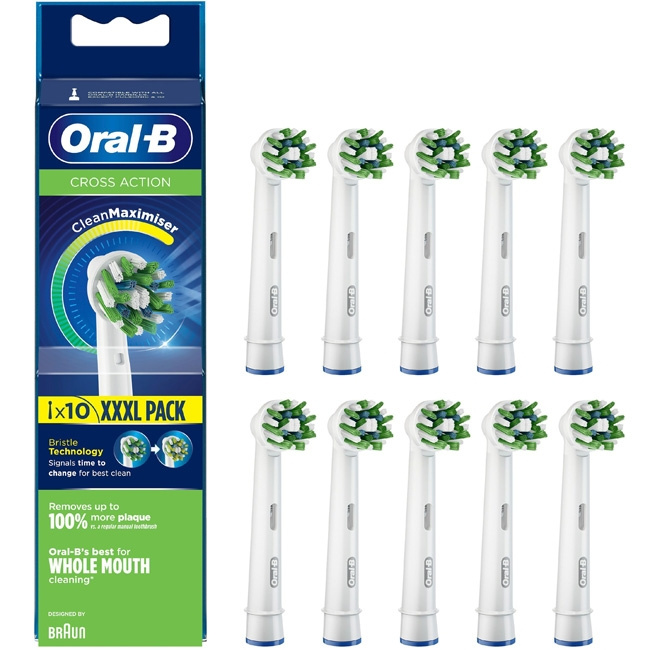 Oral B Borsthuvud CrossAction 10st i gruppen HELSE OG SKJØNNHET / Munnpleie / Elektriske tannbørster tilbehør hos TP E-commerce Nordic AB (C14119)