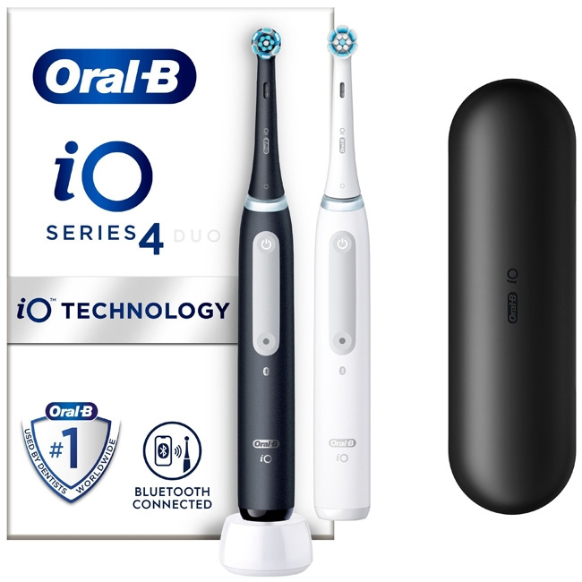 Oral B Eltandborste iO4 Duo Black UCB i gruppen HELSE OG SKJØNNHET / Munnpleie / Elektriske tannbørster hos TP E-commerce Nordic AB (C14129)