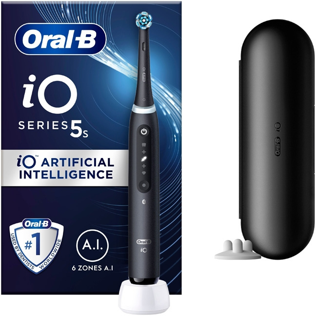 Oral B Eltandborste iO5s Matt Black i gruppen HELSE OG SKJØNNHET / Munnpleie / Elektriske tannbørster tilbehør hos TP E-commerce Nordic AB (C14133)