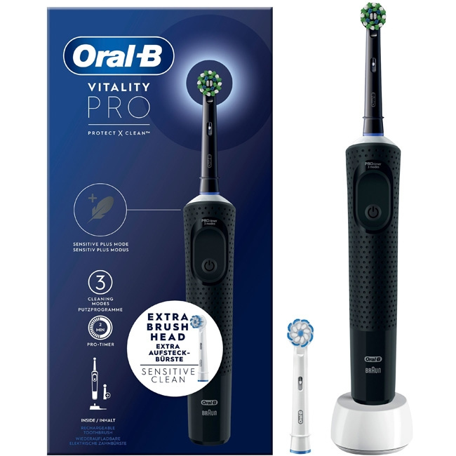Oral B Elektrisk tannbørste Vitality Pro Black Extra Refill i gruppen HELSE OG SKJØNNHET / Munnpleie / Elektriske tannbørster hos TP E-commerce Nordic AB (C14139)