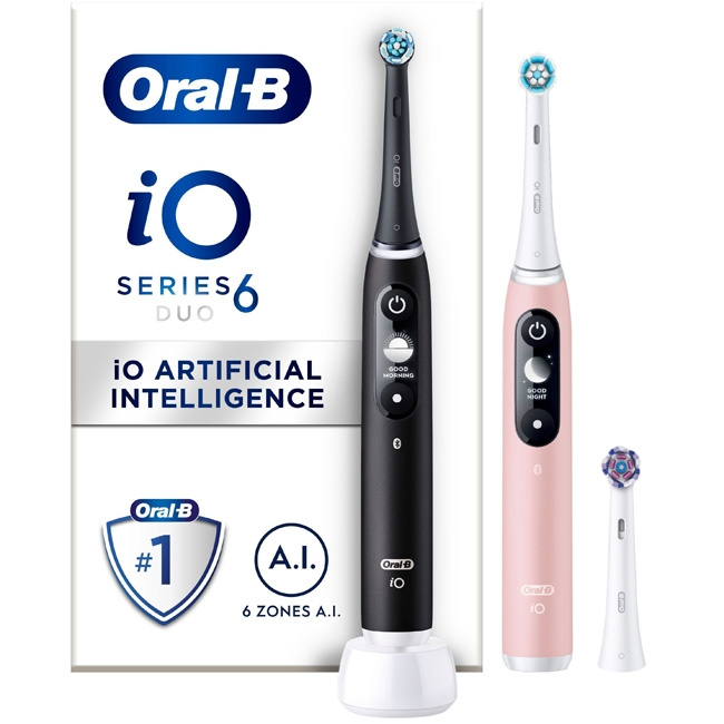 Oral B Elektrisk tannbørste iO6 Series M6 Black/Light Rose i gruppen HELSE OG SKJØNNHET / Munnpleie / Elektriske tannbørster hos TP E-commerce Nordic AB (C14144)