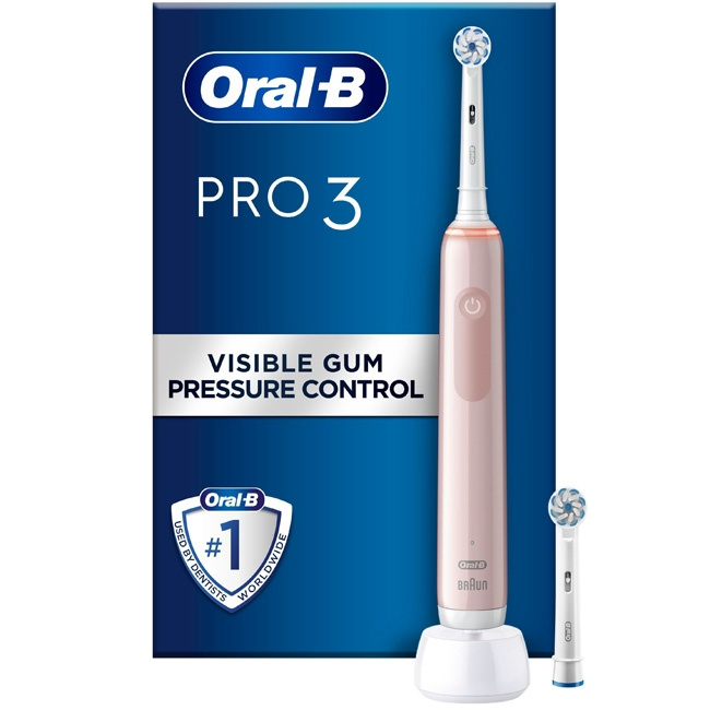 Oral B Eltandborste Pro3 3400N Pink S i gruppen HELSE OG SKJØNNHET / Munnpleie / Elektriske tannbørster hos TP E-commerce Nordic AB (C14157)