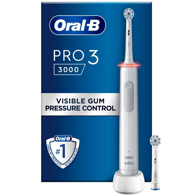 Oral B Eltandborste Pro3 3000 White S i gruppen HELSE OG SKJØNNHET / Munnpleie / Elektriske tannbørster hos TP E-commerce Nordic AB (C14163)
