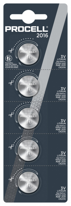 Procell Litium CR2016, 3v 5 stk. detaljhandel i gruppen Elektronikk / Batterier & Ladere / Batterier / knappcelle hos TP E-commerce Nordic AB (C14493)