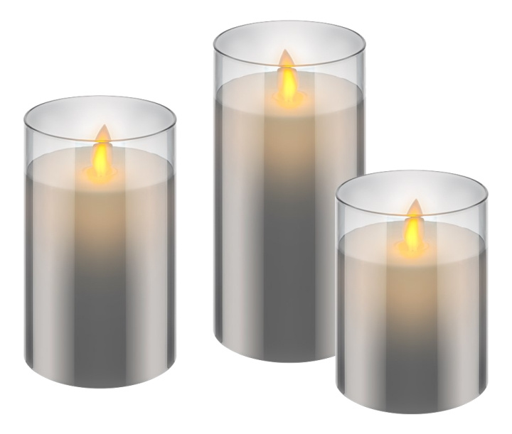 Set of 3 LED real wax candles in glass i gruppen HJEM, HUS OG HAGE / Innredning / Lysestaker og lyslykter hos TP E-commerce Nordic AB (C14508)
