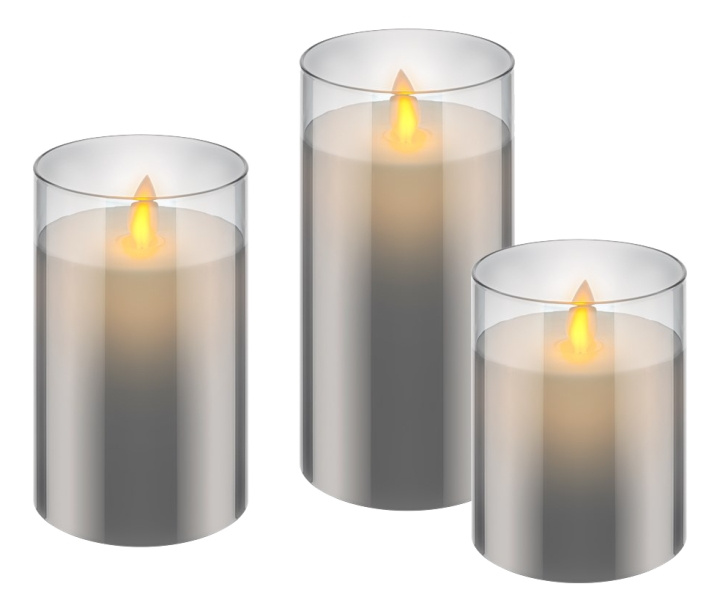 Goobay Sett med 3 LED ekte vokslys i glass i gruppen HJEM, HUS OG HAGE / Innredning / Lysestaker og lyslykter hos TP E-commerce Nordic AB (C14508)