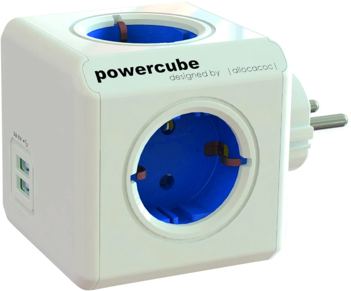 PowerCube Original 4 uttag, 2 USB, Blå i gruppen HJEM, HUS OG HAGE / El og belysning / Grenuttak hos TP E-commerce Nordic AB (C14607)