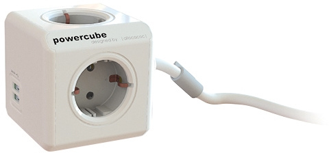 PowerCube Extended 4 uttag, 2 USB 1,5,m , Grå i gruppen HJEM, HUS OG HAGE / El og belysning / Grenuttak hos TP E-commerce Nordic AB (C14609)