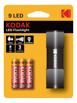 KODAK 9LED Flashlight black incl. 3xAAA i gruppen SPORT, FRITID & HOBBY / Lommelykter og hodelykter / Lommelykter hos TP E-commerce Nordic AB (C14618)