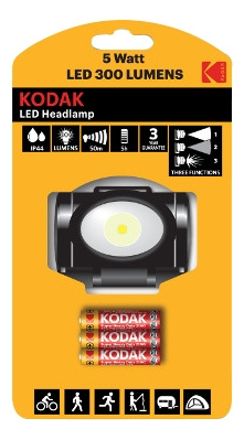 KODAK LED Headlamp 300lm incl.3xAAA i gruppen SPORT, FRITID & HOBBY / Lommelykter og hodelykter / Lommelykter hos TP E-commerce Nordic AB (C14624)