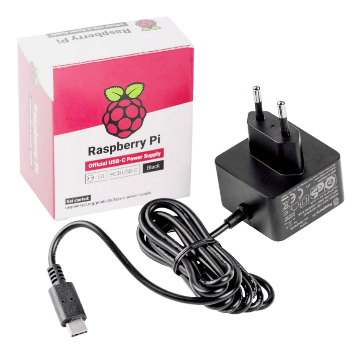 Raspberry Pi 4 Eu Power Supply Black i gruppen Datautstyr / PC-Komponenter / Raspberry Pi hos TP E-commerce Nordic AB (C14659)