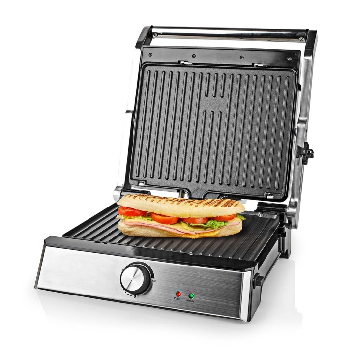 Nedis Kontakt Grill | 2000 W | 29 x 23 cm | Justerbar temperaturkontroll | Plast / Rustfritt Stål i gruppen HJEM, HUS OG HAGE / Husholdningsapparater / Brødristere og toastjern / Bordgriller & Raclette hos TP E-commerce Nordic AB (C14764)