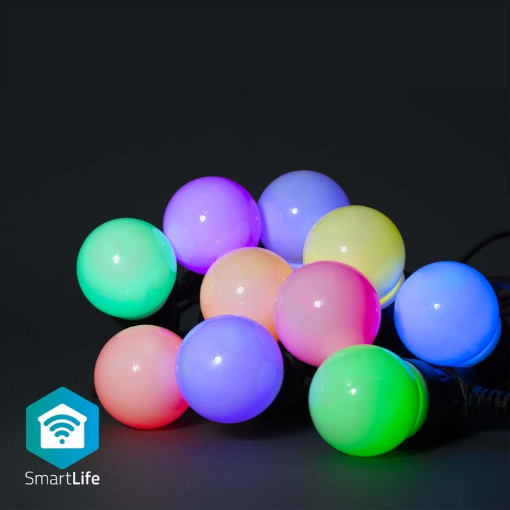 Nedis SmartLife Dekorative Lys | Party Lights | Wi-Fi | Hvit / RGB | 10 LED\'s | 9.00 m | Android™ | Pære diameter: 50 mm i gruppen HJEM, HUS OG HAGE / Smarthus / Smart belysning hos TP E-commerce Nordic AB (C14831)