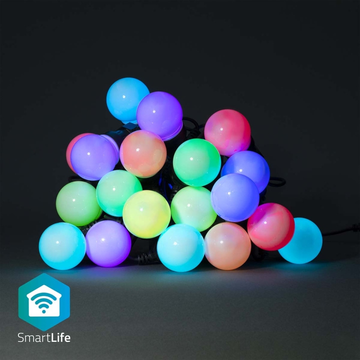 Nedis SmartLife Dekorative Lys | Party Lights | Wi-Fi | Hvit / RGB | 20 LED\'s | 10 m | Android™ | Pære diameter: 50 mm i gruppen HJEM, HUS OG HAGE / Smarthus / Smart belysning hos TP E-commerce Nordic AB (C14832)