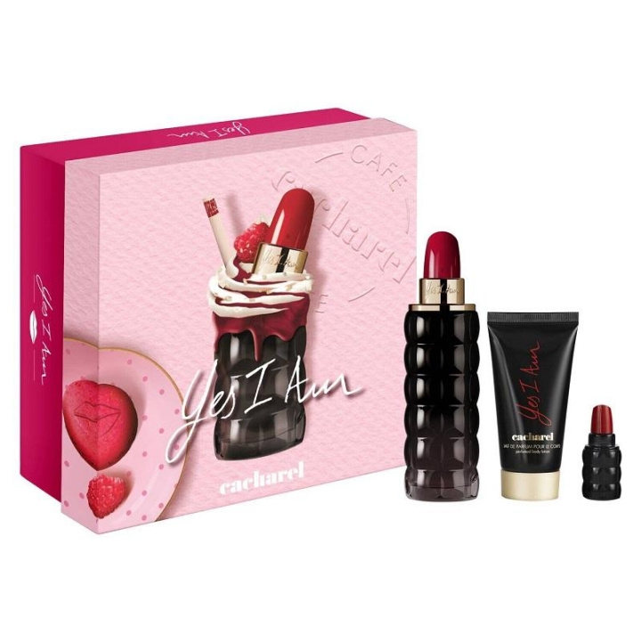 Giftset Cacharel Yes I Am Edp 75ml + Edp 5ml + Body Lotion 50ml i gruppen HELSE OG SKJØNNHET / Gavesett / Gavesett for henne hos TP E-commerce Nordic AB (C14857)