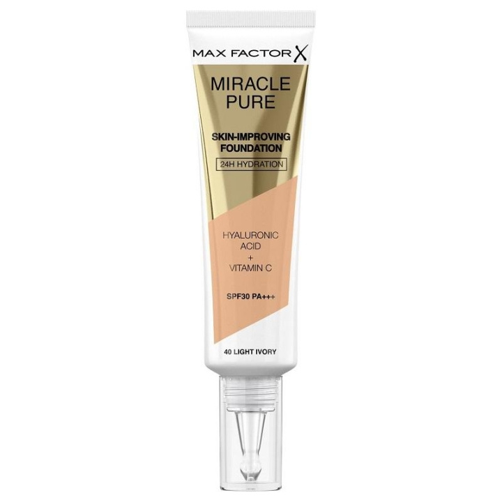Max Factor Miracle Pure Skin-Improving Foundation 40 Light Ivory 30ml i gruppen HELSE OG SKJØNNHET / Makeup / Makeup ansikt / Foundation hos TP E-commerce Nordic AB (C15017)