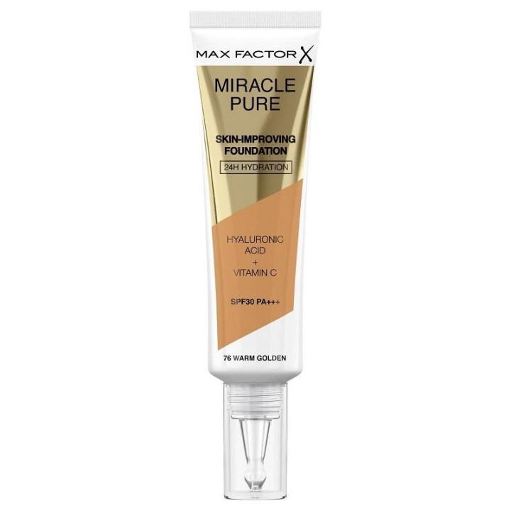 Max Factor Miracle Pure Skin-Improving Foundation 76 Warm Golden 30ml i gruppen HELSE OG SKJØNNHET / Makeup / Makeup ansikt / Foundation hos TP E-commerce Nordic AB (C15023)