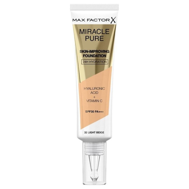 Max Factor Miracle Pure Skin-Improving Foundation 32 Light Beige 30ml i gruppen HELSE OG SKJØNNHET / Makeup / Makeup ansikt / Foundation hos TP E-commerce Nordic AB (C15024)
