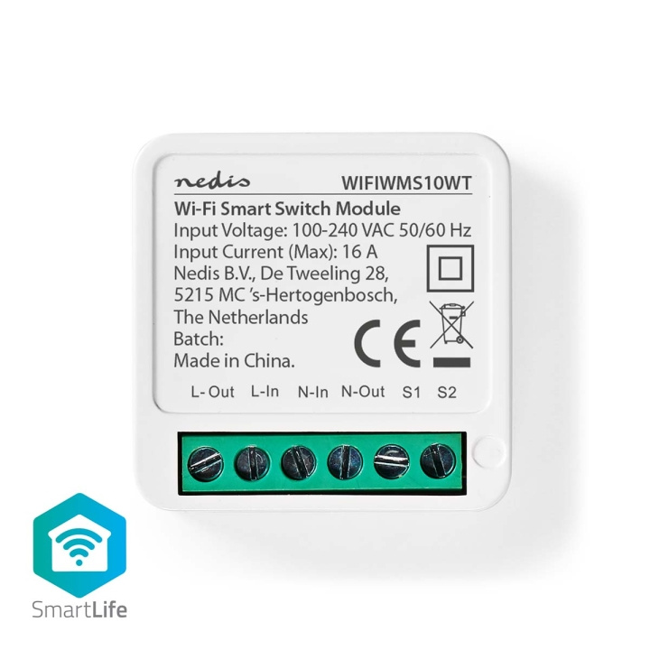 Nedis SmartLife Strømbryter | Wi-Fi | 3680 W | Terminalforbindelse | App tilgjengelig for: Android™ / IOS i gruppen HJEM, HUS OG HAGE / El og belysning / Elinstallasjon / Strømbrytere hos TP E-commerce Nordic AB (C15072)