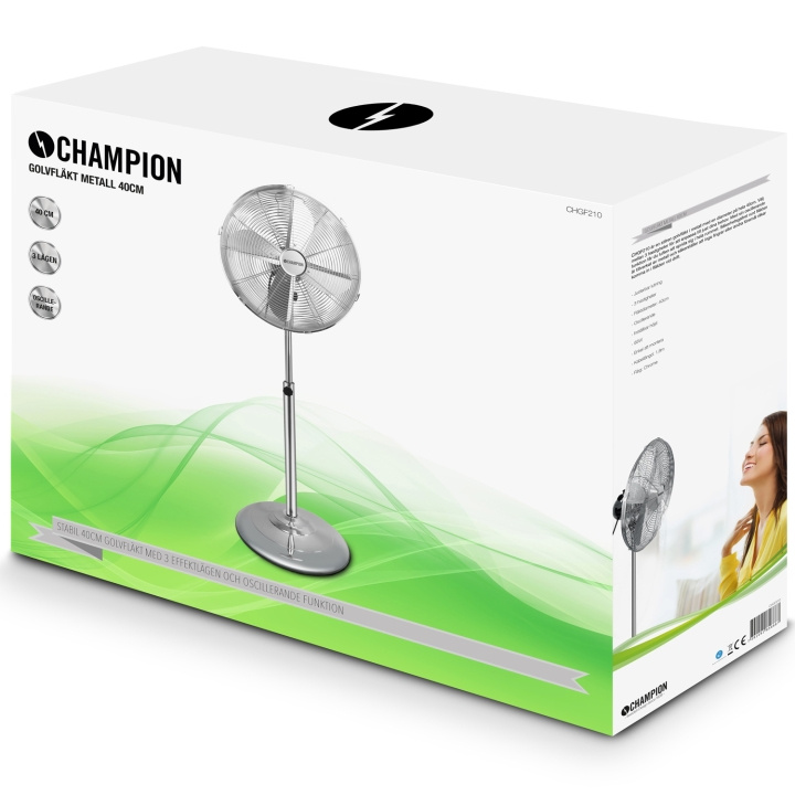 Champion Golvfläkt 40cm Metall GF210 i gruppen HJEM, HUS OG HAGE / Vifter og klimaprodukter / Gulvvifte hos TP E-commerce Nordic AB (C15085)