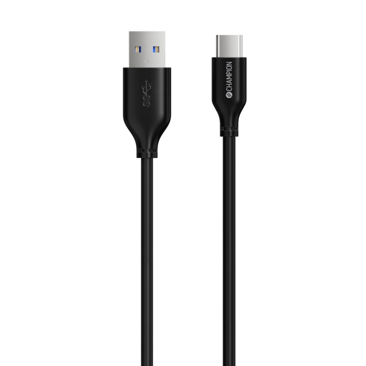 Champion USB-A til USB-C-kabel 2 m, svart i gruppen SMARTTELEFON & NETTBRETT / Ladere og Kabler / Kabler / Kabler type C hos TP E-commerce Nordic AB (C15123)