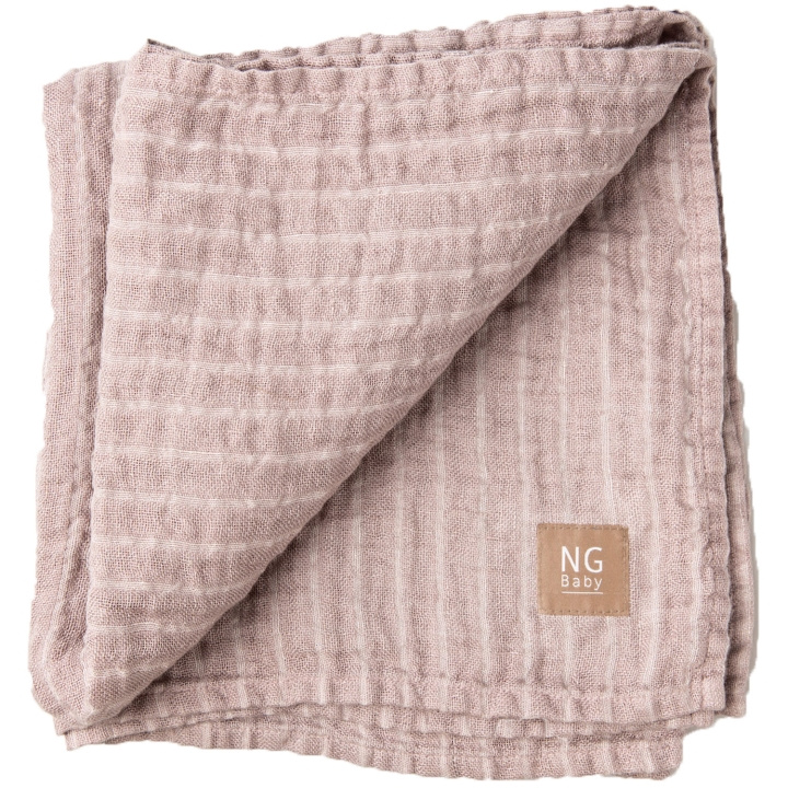 NG Baby Teppe i lin Dusty Pink + Ivory stripe i gruppen LEKER, BARN OG BABY / Barnetekstiler / Babytepper hos TP E-commerce Nordic AB (C15303)
