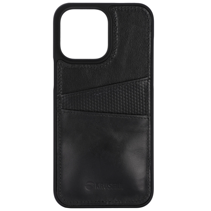 Krusell Leather CardCover iPhone 14 Pro Max Svart i gruppen SMARTTELEFON & NETTBRETT / Mobilbeskyttelse / Apple / iPhone 14 hos TP E-commerce Nordic AB (C15379)