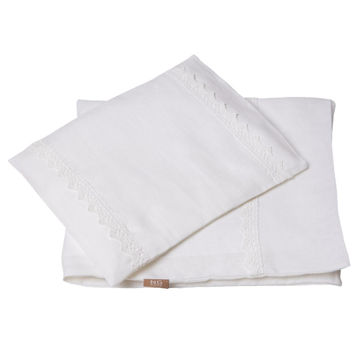 NG Baby Sengesett med dynetrekk Crib Hvit Blonder i gruppen LEKER, BARN OG BABY / Barnetekstiler / Sengetøy / Sengetøy for barneseng hos TP E-commerce Nordic AB (C15388)