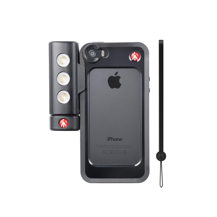 Manfrotto Holder+LED-Belysning MKLKLYP5S Svart i gruppen SMARTTELEFON & NETTBRETT / Mobilbeskyttelse / Apple / iPhone 5/5S/SE / Deksel hos TP E-commerce Nordic AB (C15873)