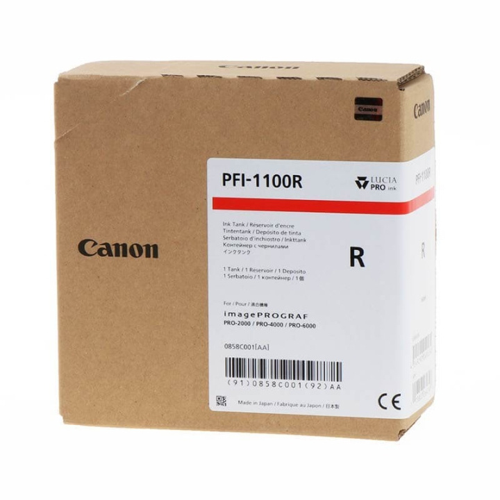 Blekk 0858C001 PFI-1100 Rød i gruppen Datautstyr / Skrivere og tilbehør / Blekk og toner / Blekkpatroner / Canon hos TP E-commerce Nordic AB (C15927)