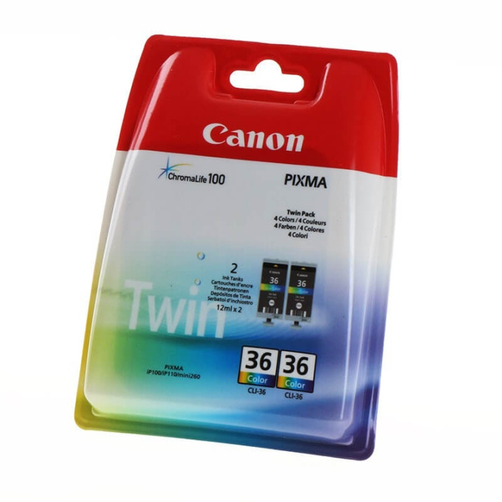 Canon Blekk 1511B018 CLI-36 Color Twin-pak Cyan Magenta Gul i gruppen Datautstyr / Skrivere og tilbehør / Blekk og toner / Blekkpatroner / Canon hos TP E-commerce Nordic AB (C15928)
