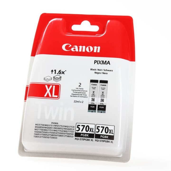 Canon Blekk PGI-570XL Pigment Svart High Yield – Twin Pack i gruppen Datautstyr / Skrivere og tilbehør / Blekk og toner / Blekkpatroner / Canon hos TP E-commerce Nordic AB (C15948)