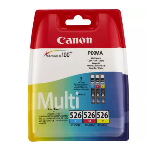 Canon Blekk Multipack 4541B009 CLI-526 Cyan Magenta Gul i gruppen Datautstyr / Skrivere og tilbehør / Blekk og toner / Blekkpatroner / Canon hos TP E-commerce Nordic AB (C16065)