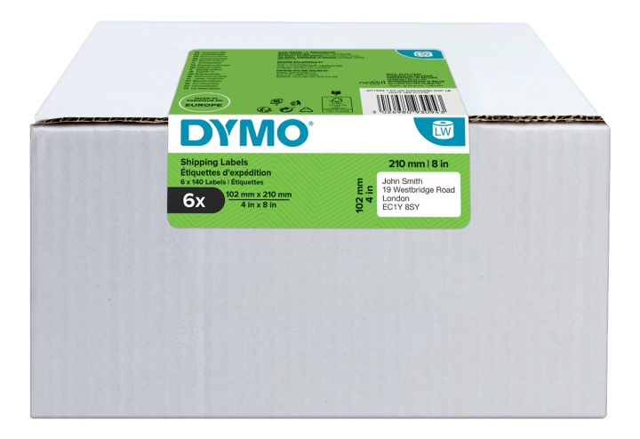 Dymo® LabelWriter 102x210mm, Vit, 6 Rullar x140 Etiketter i gruppen Datautstyr / Skrivere og tilbehør / Skrivere / Merkemaskiner og tilbehør / Etiketter hos TP E-commerce Nordic AB (C16193)