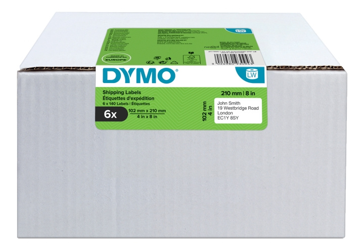 DYMO® LabelWriter 102x210mm, Vit, 6 Rullar x140 Etiketter i gruppen Datautstyr / Skrivere og tilbehør / Skrivere / Merkemaskiner og tilbehør / Etiketter hos TP E-commerce Nordic AB (C16193)