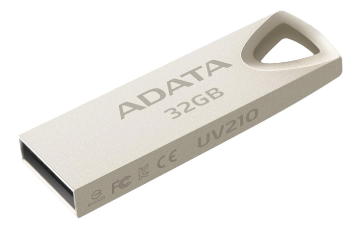 ADATA USB-minnepinne UV210 32 GB USB 2.0, metall, gull i gruppen Elektronikk / Lagringsmedia / USB-Pinner / USB 2.0 hos TP E-commerce Nordic AB (C16241)