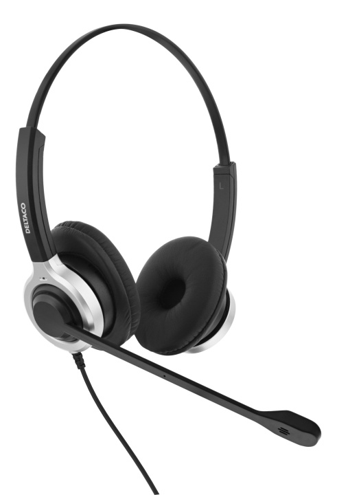 DELTACO Office USB-stereohodesett, Teams- og Webex-kompatibelt, volumkontroll, støyreduserende mikrofon, svart i gruppen Datautstyr / Datamaskin Tilbehør / Headset hos TP E-commerce Nordic AB (C16401)