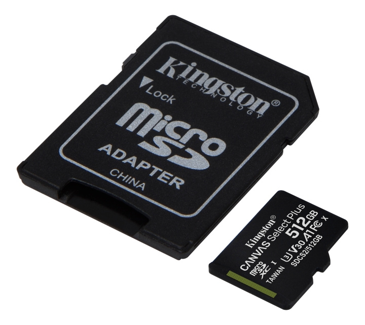 Kingston 512GB micSDXC Canvas Select Plus 100R A1 C10 Card + ADP i gruppen Elektronikk / Lagringsmedia / Minnekort / MicroSD/HC/XC hos TP E-commerce Nordic AB (C16605)