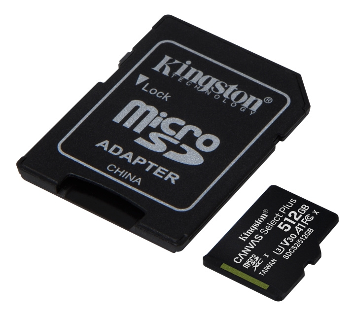 Kingston Canvas Select Plus MicroSDXC 512 GB Class10 UHS-I inkl. adapter i gruppen Elektronikk / Lagringsmedia / Minnekort / MicroSD/HC/XC hos TP E-commerce Nordic AB (C16605)
