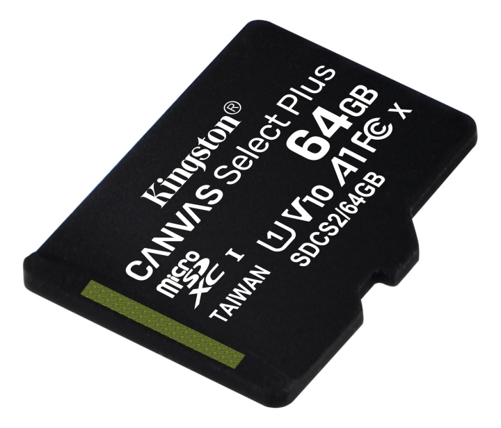 Kingston 64GB micSDXC Canvas Select Plus 100R A1 C10 1-pack w/o ADP i gruppen Elektronikk / Lagringsmedia / Minnekort / MicroSD/HC/XC hos TP E-commerce Nordic AB (C16606)