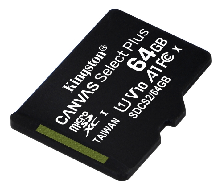 Kingston 64 GB micSDXC Canvas Select Plus 100R A1 C10 1-pk. uten ADP i gruppen Elektronikk / Lagringsmedia / Minnekort / MicroSD/HC/XC hos TP E-commerce Nordic AB (C16606)
