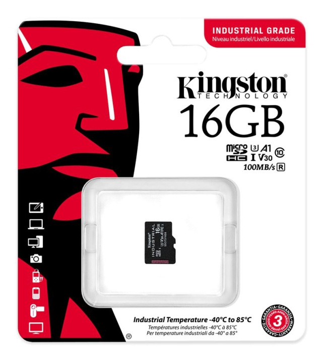 Kingston 16 GB microSDHC Industrial C10 A1 pSLC-kort uten adapter i gruppen Elektronikk / Lagringsmedia / Minnekort / SD/SDHC/SDXC hos TP E-commerce Nordic AB (C16836)