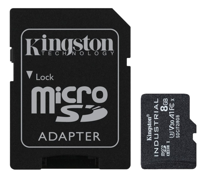 Kingston 8 GB microSDHC Industrial C10 A1 pSLC-kort + SD-adapter i gruppen Elektronikk / Lagringsmedia / Minnekort / MicroSD/HC/XC hos TP E-commerce Nordic AB (C16841)
