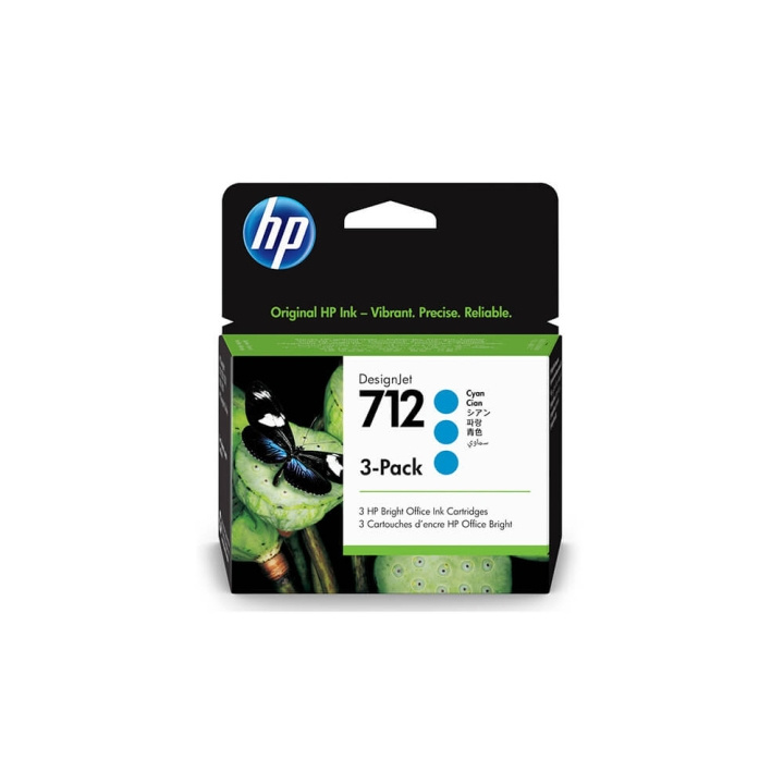 HP Bläck 3ED77A 712 Cyan 3-pakning i gruppen Datautstyr / Skrivere og tilbehør / Blekk og toner / Blekkpatroner / HP hos TP E-commerce Nordic AB (C17343)