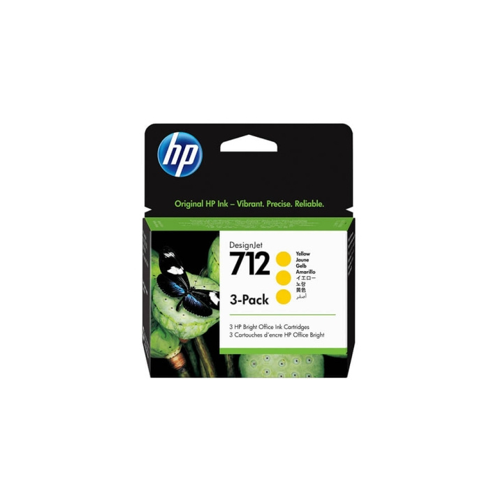 HP Blekk 3ED79A 712 Gul 3-pack i gruppen Datautstyr / Skrivere og tilbehør / Blekk og toner / Blekkpatroner / HP hos TP E-commerce Nordic AB (C17345)